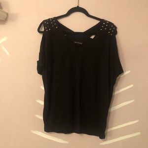Rock & Republic Studded Open Shoulder Top